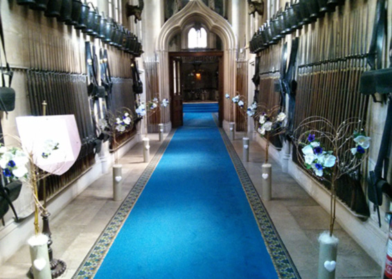 Oadby Florist, Wigston Florist, Leicester wedding flowers, Belvoir Castle wedding, entrance hall, with free standing floral hearts