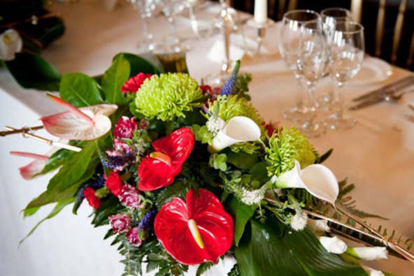 Oadby florist, Wigston florist, Belvoir castle wedding, Top table  flowers, 