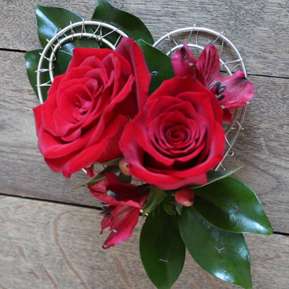 Oadby florist, Wigston Florist, Leicester wedding flowers, Double Red rose, heart shaped buttonhole