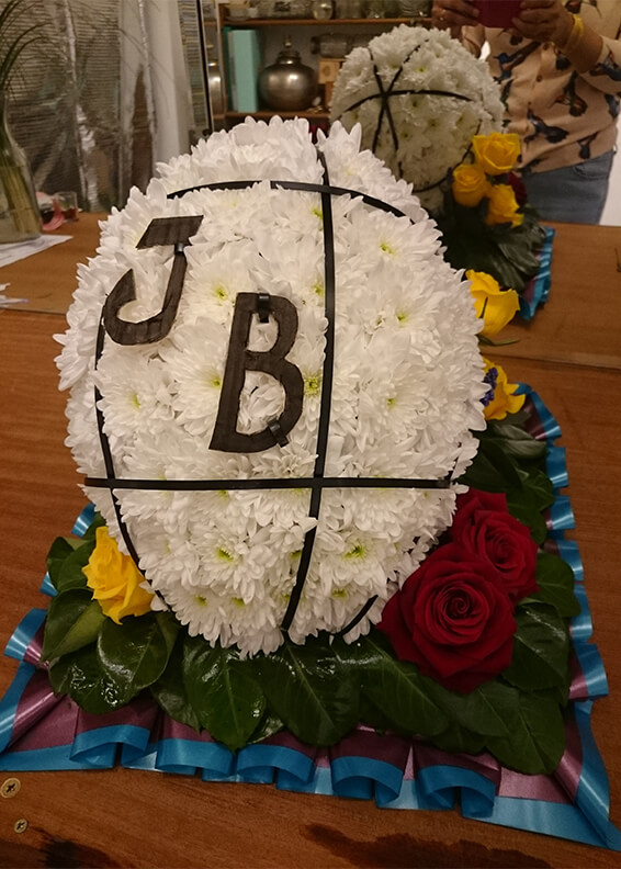 Oadby funeral flowers, Wigston funeral flowers, Rugby ball tribute