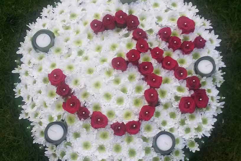 Oadby floris, Wigston florist, Asian Funeral flowers Om tribute