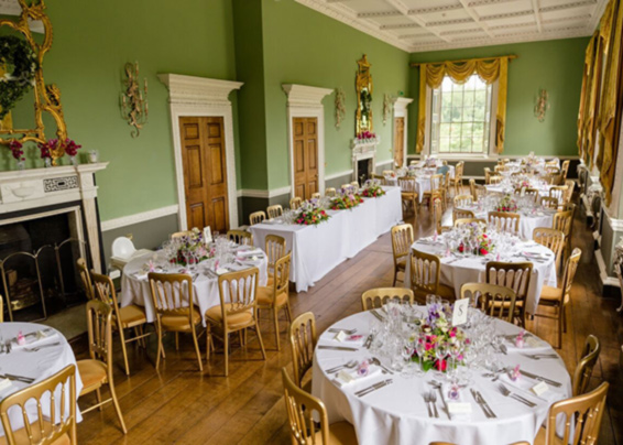 Oadby florist, Wigston Florist, Leicester wedding flowers, Staunton Harold Hall dining room, wedding flowers and decoration