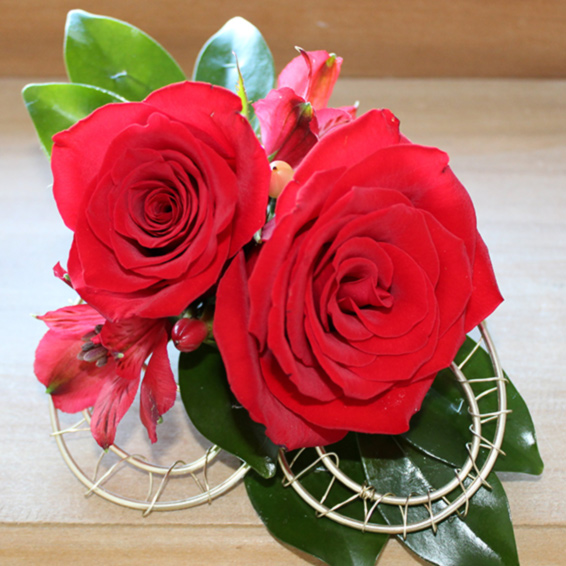 Oadby florist, Wigston Florist, Leicester wedding flowers, Double Red rose, heart shaped buttonhole